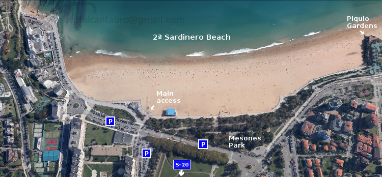 Acceso: Segunda playa del Sardinero. Access: Second Sardinero Beach
